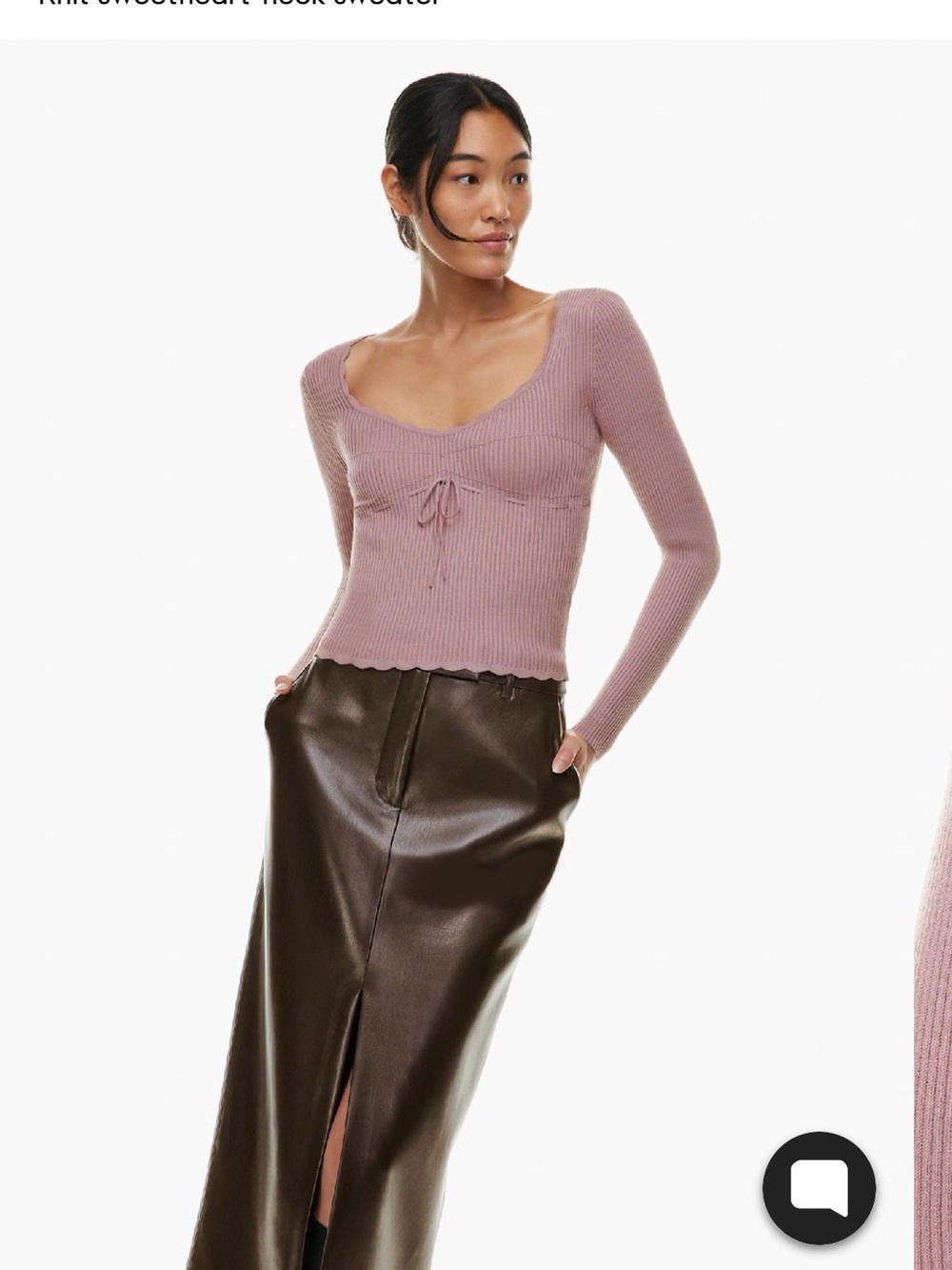 Wilfred Dusty Rose Ribbed Sweetheart Knit Top